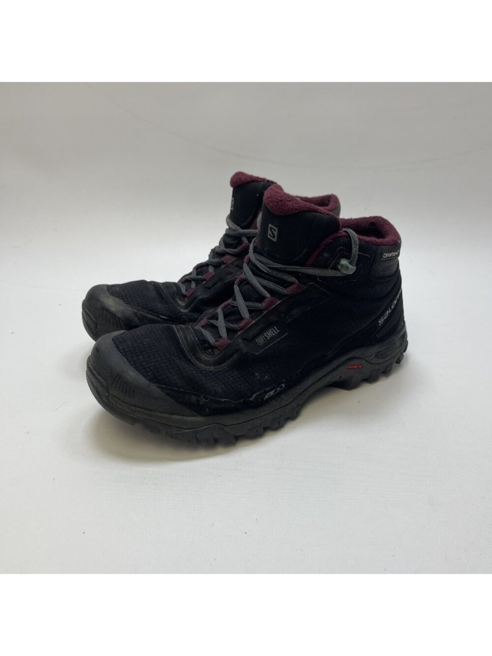 Salomon Shelter CS Waterproof Hiking Winter Boots Black / Maroon Wom Sz 8 US
